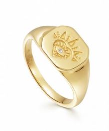 Gold Open Heart Signet Ring